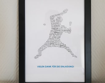 GIFT FOR TABLE TENNIS PLAYERS - Customizable picture, A4/As a gift/guest gift, birthday or just like that - Print with frame