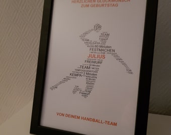 GIFT FOR HANDBALL PLAYERS - customizable picture, A4 / as a gift, for a birthday or just like that