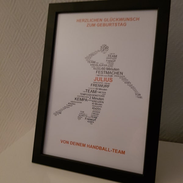 GESCHENK FÜR HANDBALLER - individualisierbares Bild , A4/als Gastgeschenk, zum Geburtstag oder einfach so