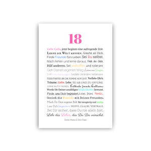 PDF personalisiert 18. Geburtstag Mädchen Geschenk