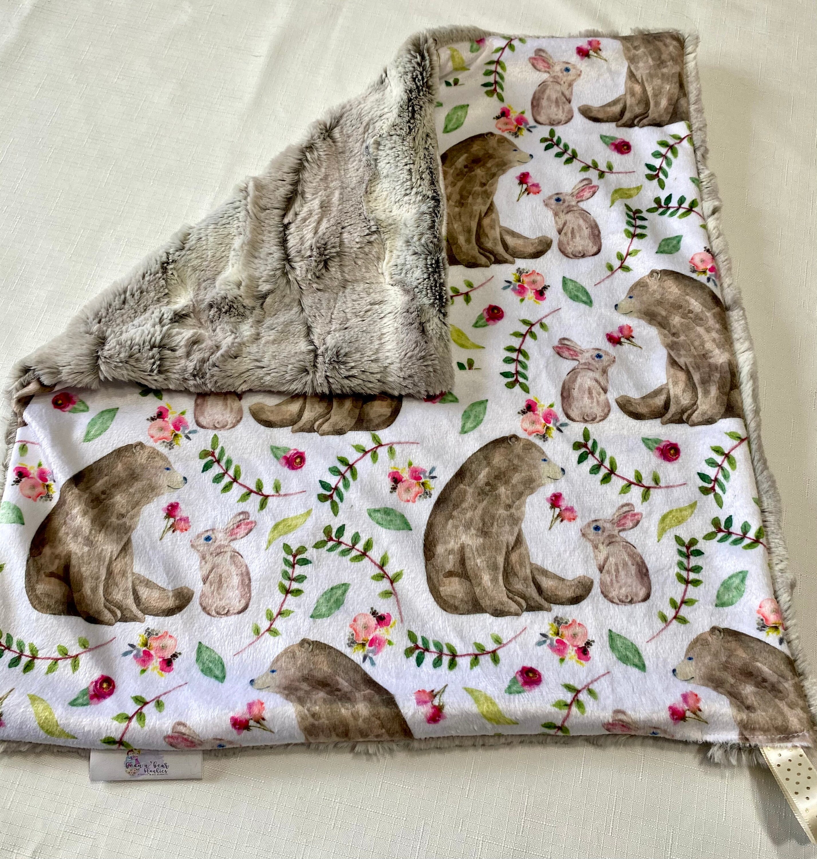 Osos y conejos Minky Lovies suave minky flores de primavera Etsy España