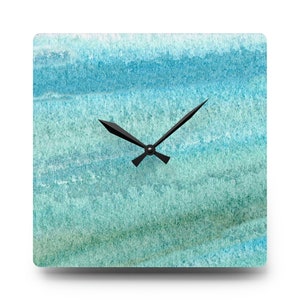 Beach Home Acrylic Wall Clock, Coastal Home Decor, Tranquil Home, Sea Glass Green and Aqua, Turquoise, Beach Wall Clock, Square or Round