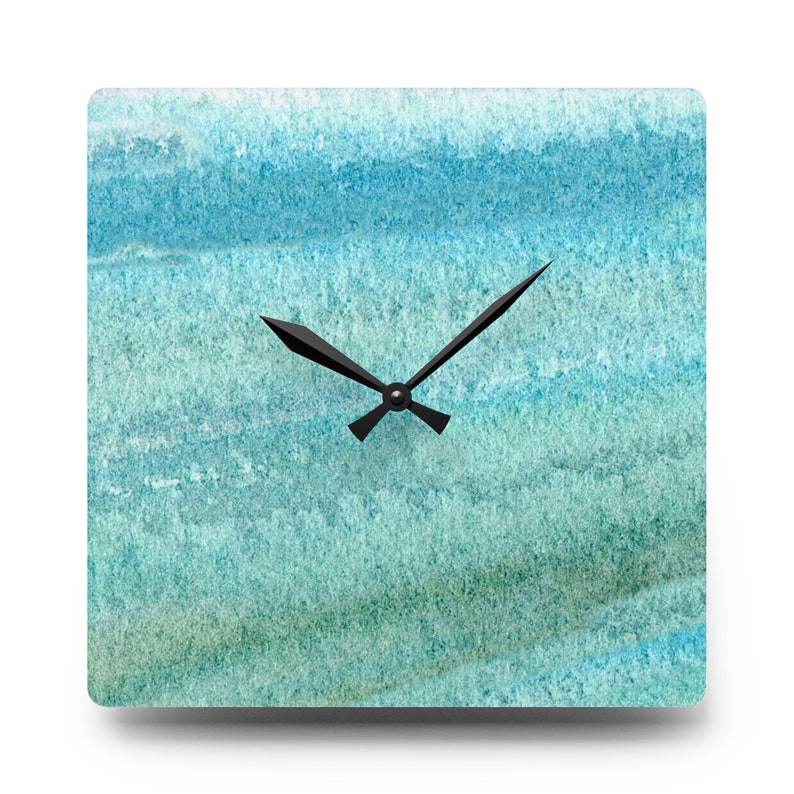 Sea Glass Green Acrylic Wall Clock: Coastal Home Decor image 1