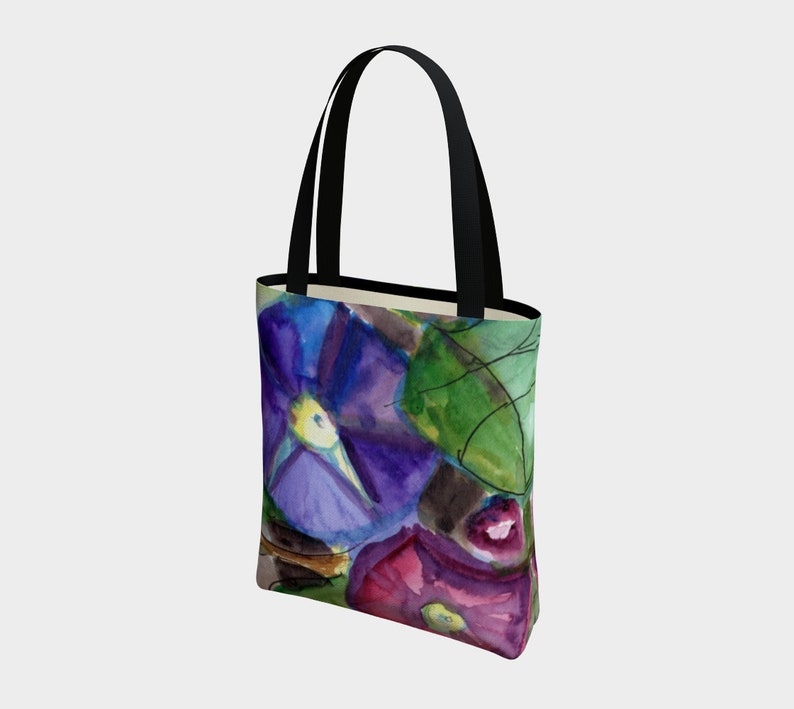 Available as Lined Purse or as Tote Bag Morning Glories Shoulder Bag Lovely Gift for Mom Spring Floral Purse Book Bag for Writer