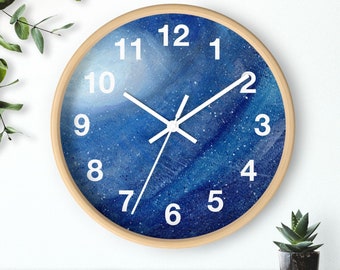 INTERESTPRINT Galaxy Blue Purple Spiral Space Decorative Wall Clock for Wall Decor INTERESTPRINT Galaxy Blue Purple Spiral Space Decorative Wall Clock for Wall Decor