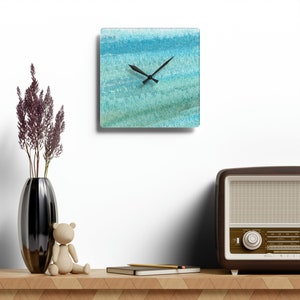 Sea Glass Green Acrylic Wall Clock: Coastal Home Decor image 4