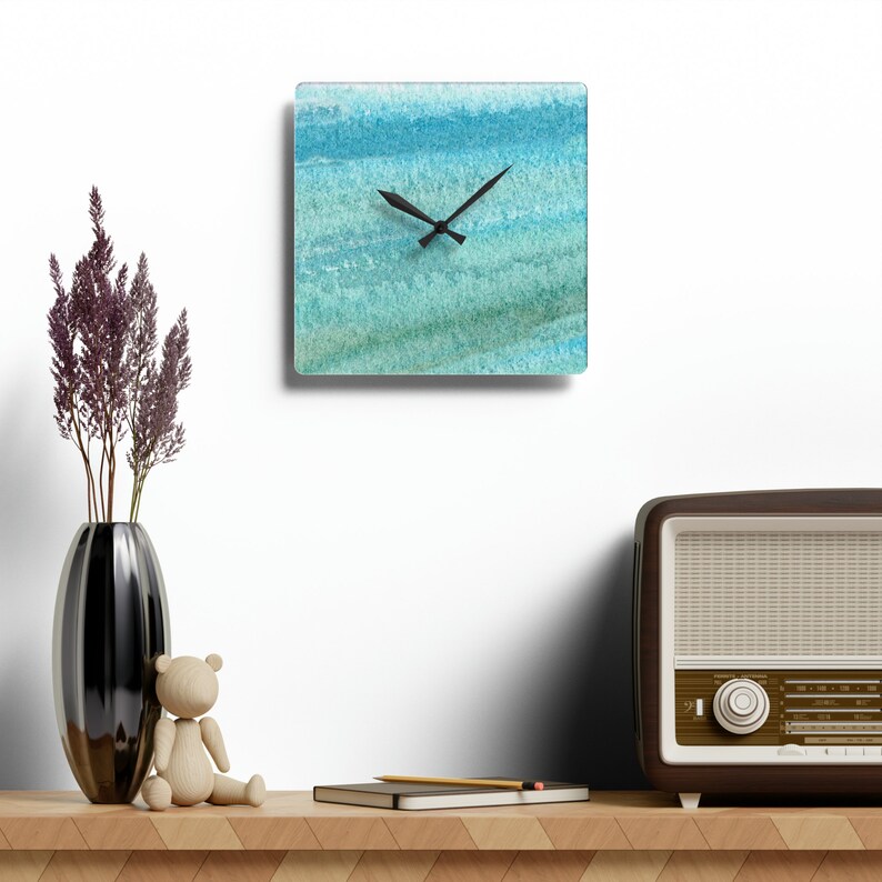 Sea Glass Green Acrylic Wall Clock: Coastal Home Decor image 4