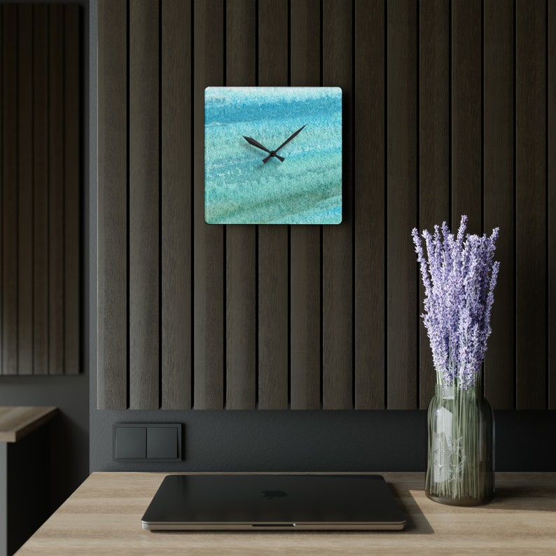 Sea Glass Green Acrylic Wall Clock: Coastal Home Decor image 5