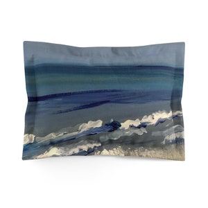 Blue Ocean Microfiber Pillow Sham, Beach Home Pillowcase, Coastal Home Bedding, Ocean Bedroom Decor, King or Standard, Beach Home Gift