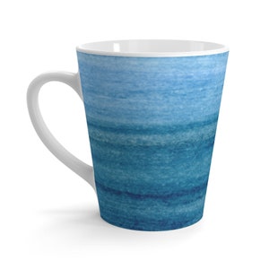 Brushed Blue Cup, Coffee Mugs for Beach Home, Coastal Home Kitchen Décor, Ocean Coffee Mug, Watercolor Art Mug, Beach House Mug