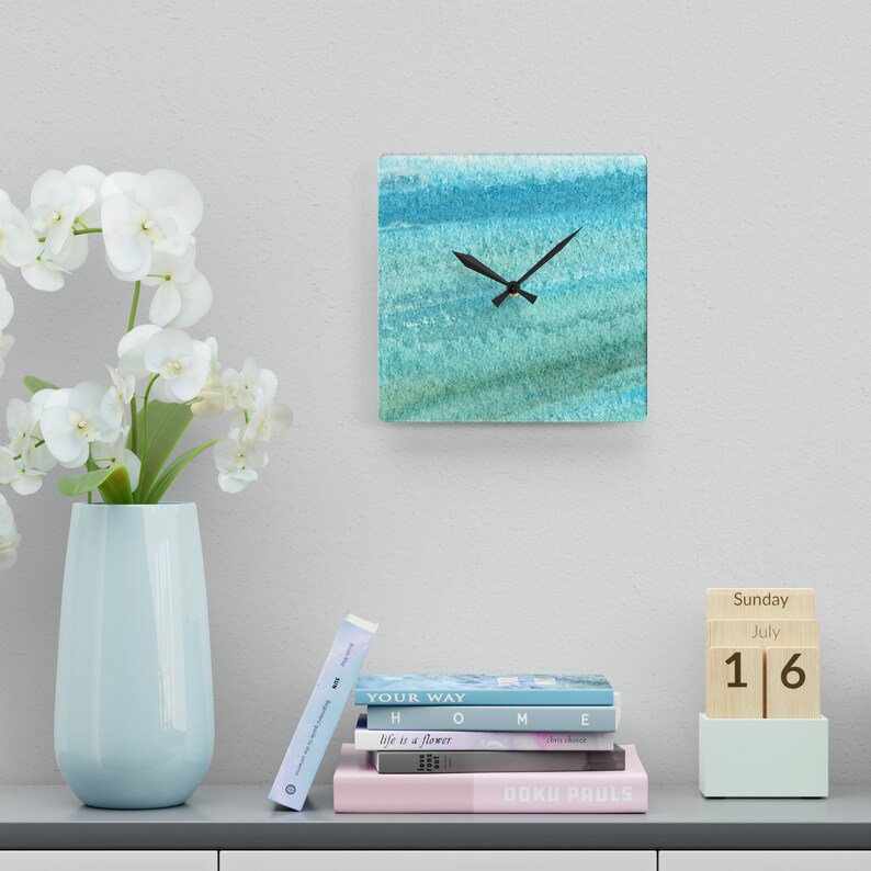 Sea Glass Green Acrylic Wall Clock: Coastal Home Decor image 6