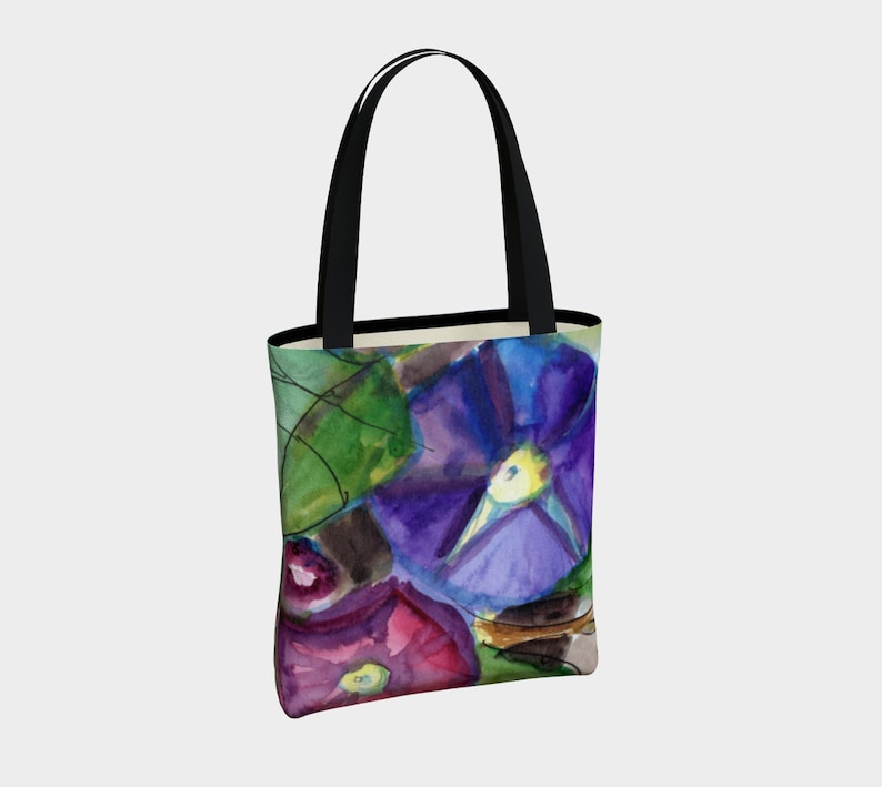 Available as Lined Purse or as Tote Bag Morning Glories Shoulder Bag Lovely Gift for Mom Spring Floral Purse Book Bag for Writer
