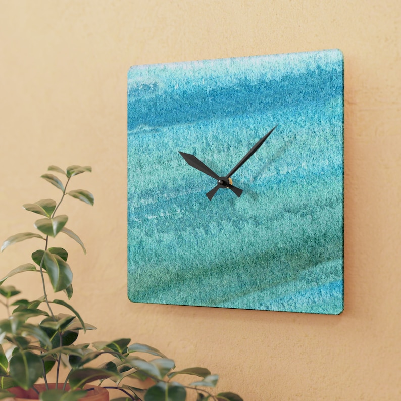 Sea Glass Green Acrylic Wall Clock: Coastal Home Decor image 3