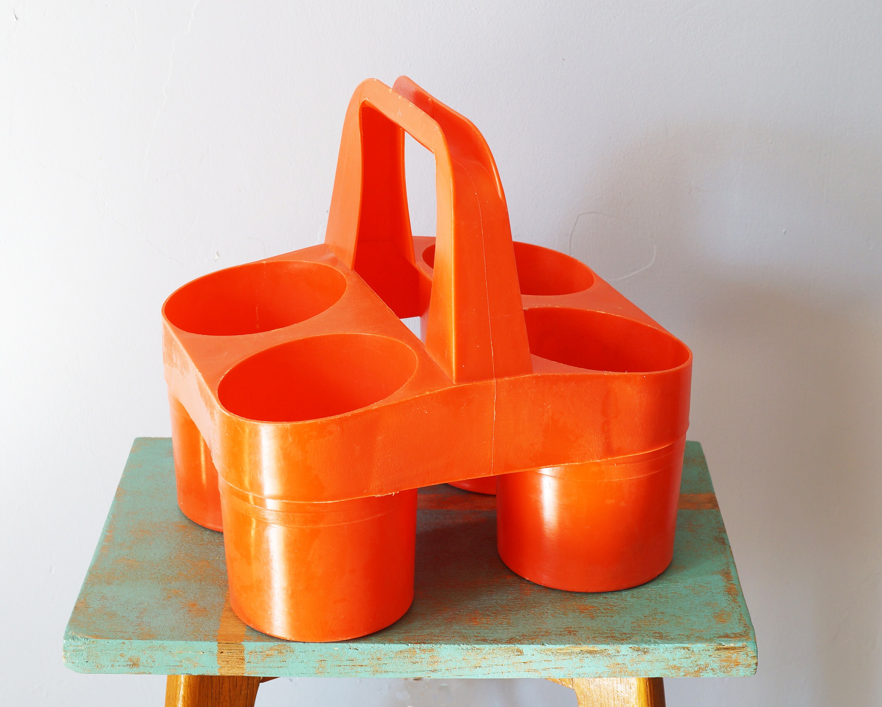 Porte Bouteille en Plastique Orange, Vintage