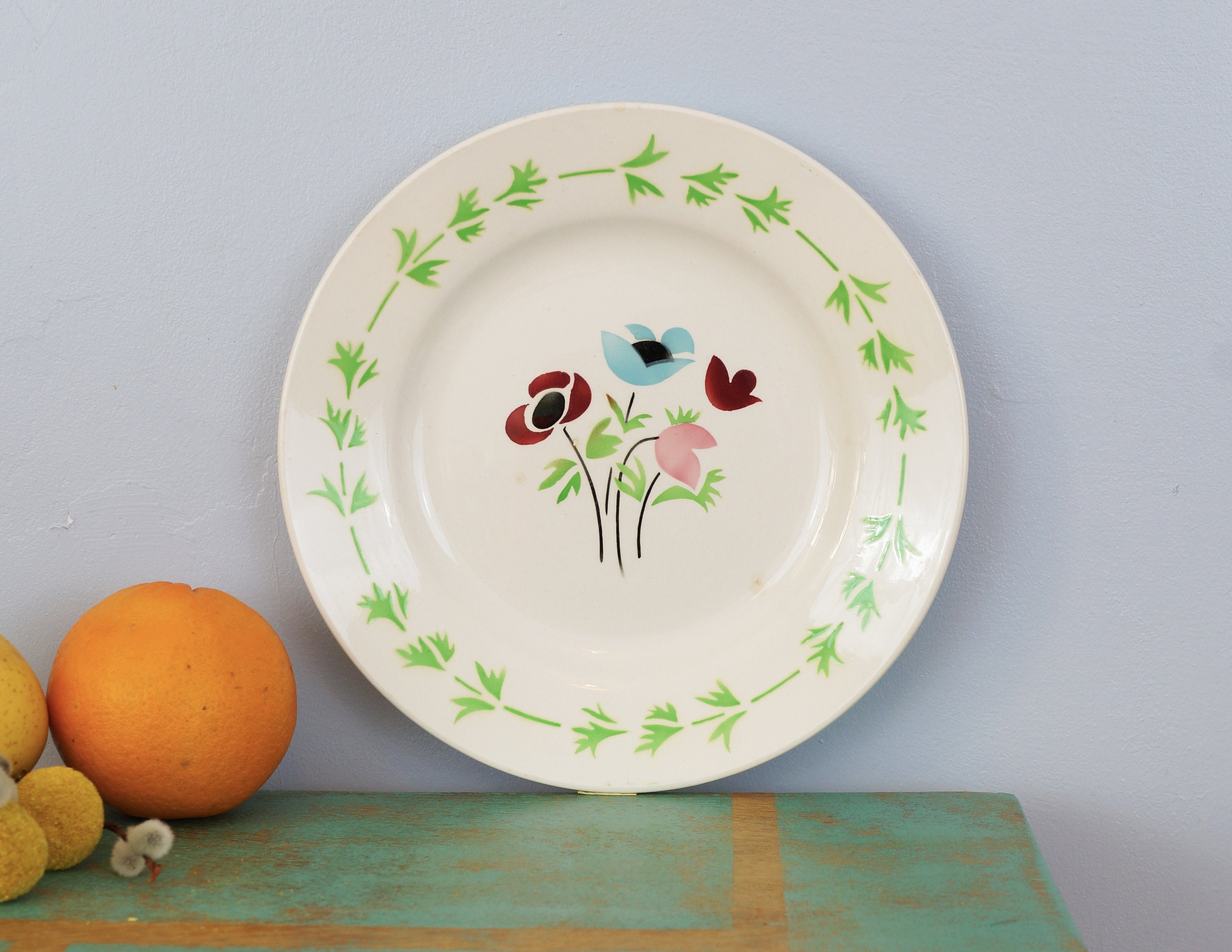 Assiette à Fleurs Digoin & Sarreguemines Vintage, Modèle Poupette