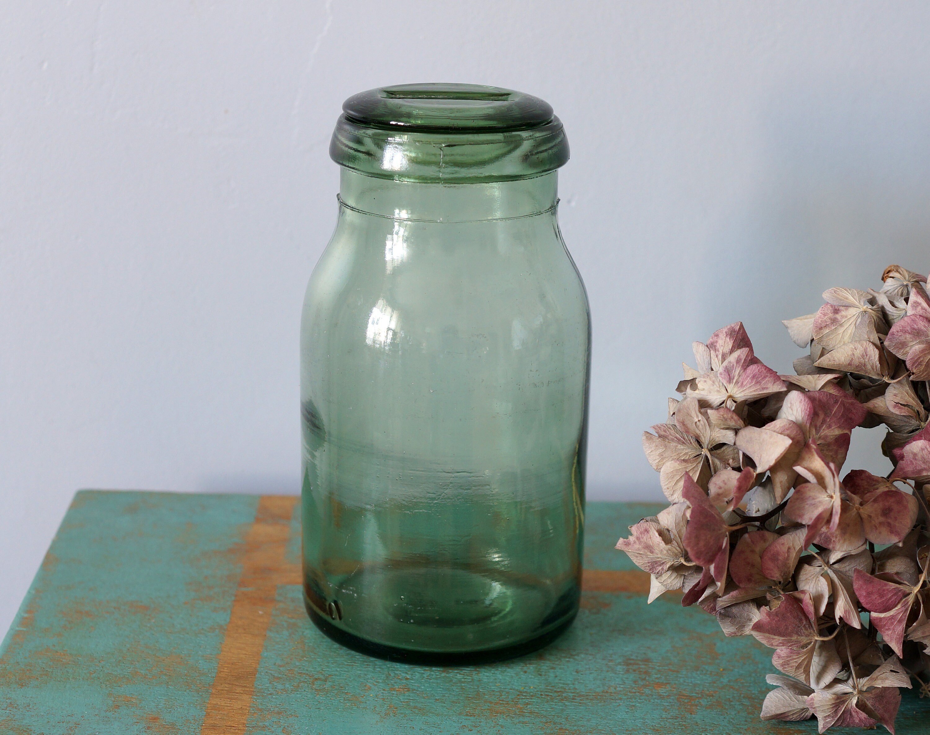 Bocal en Verre Vert Vintage 1L