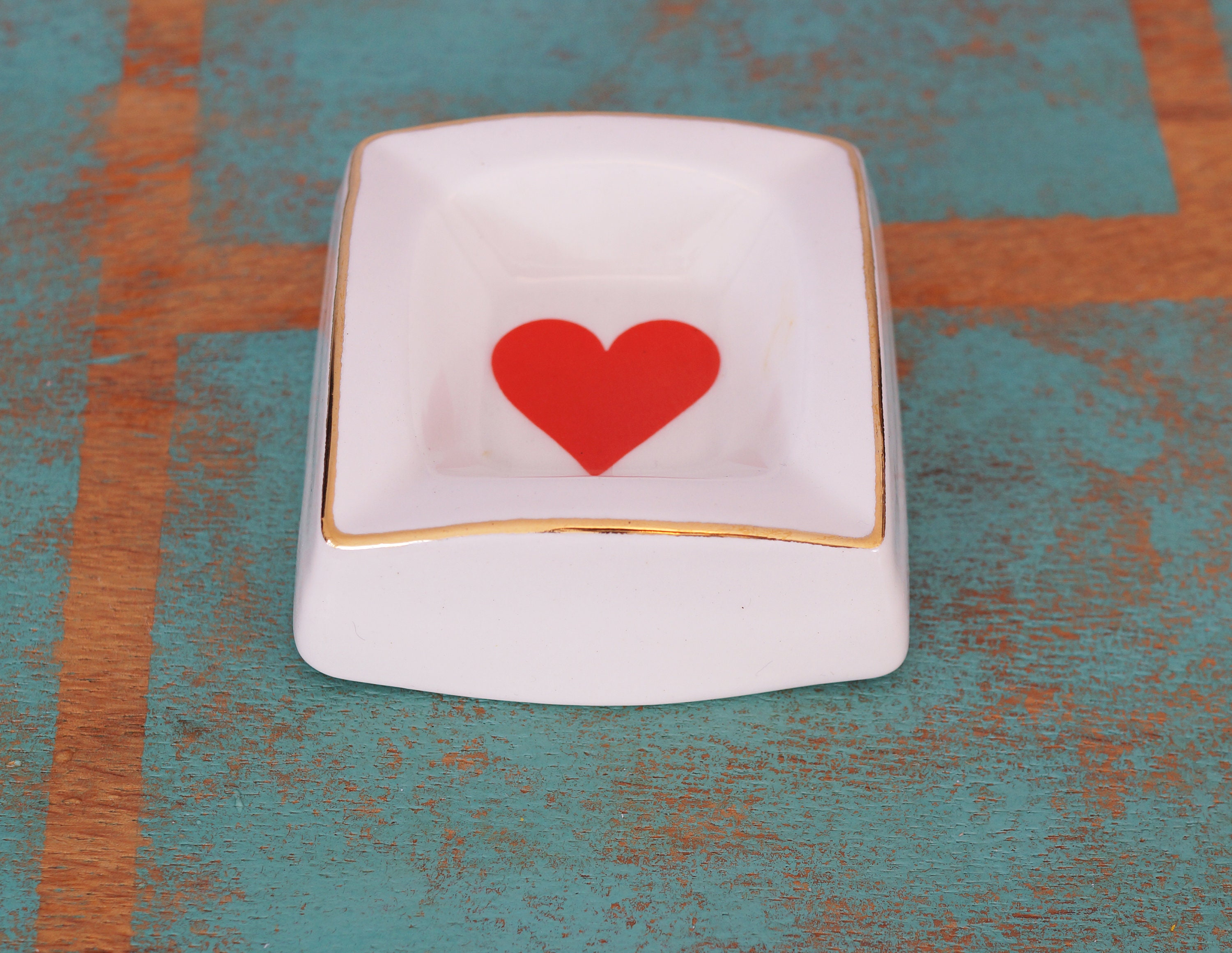 Cendrier Cœur Rouge, Vide Poche Vintage