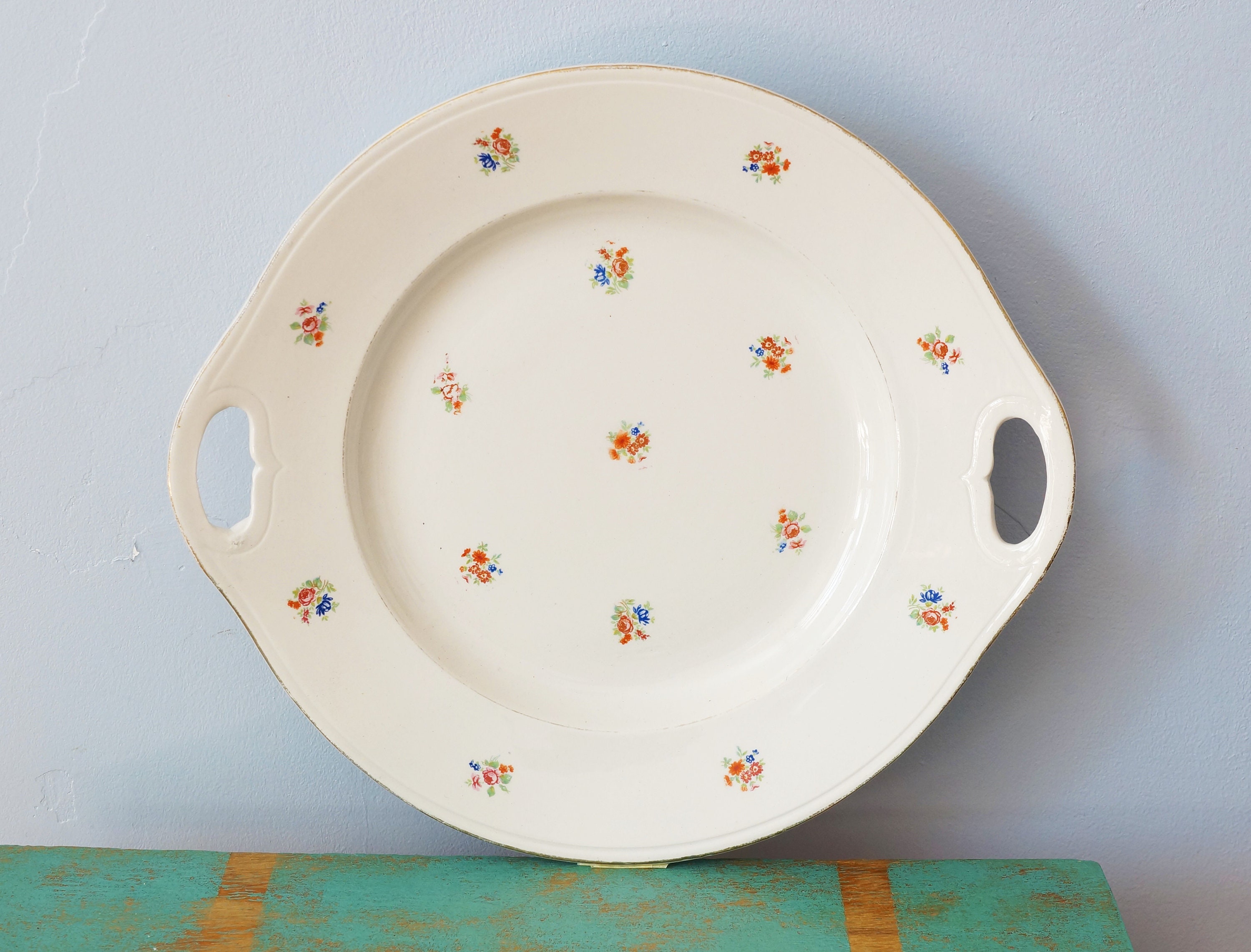 Assiette à Fleurs Plat de Service Sarreguemines et Digoin, Vintage