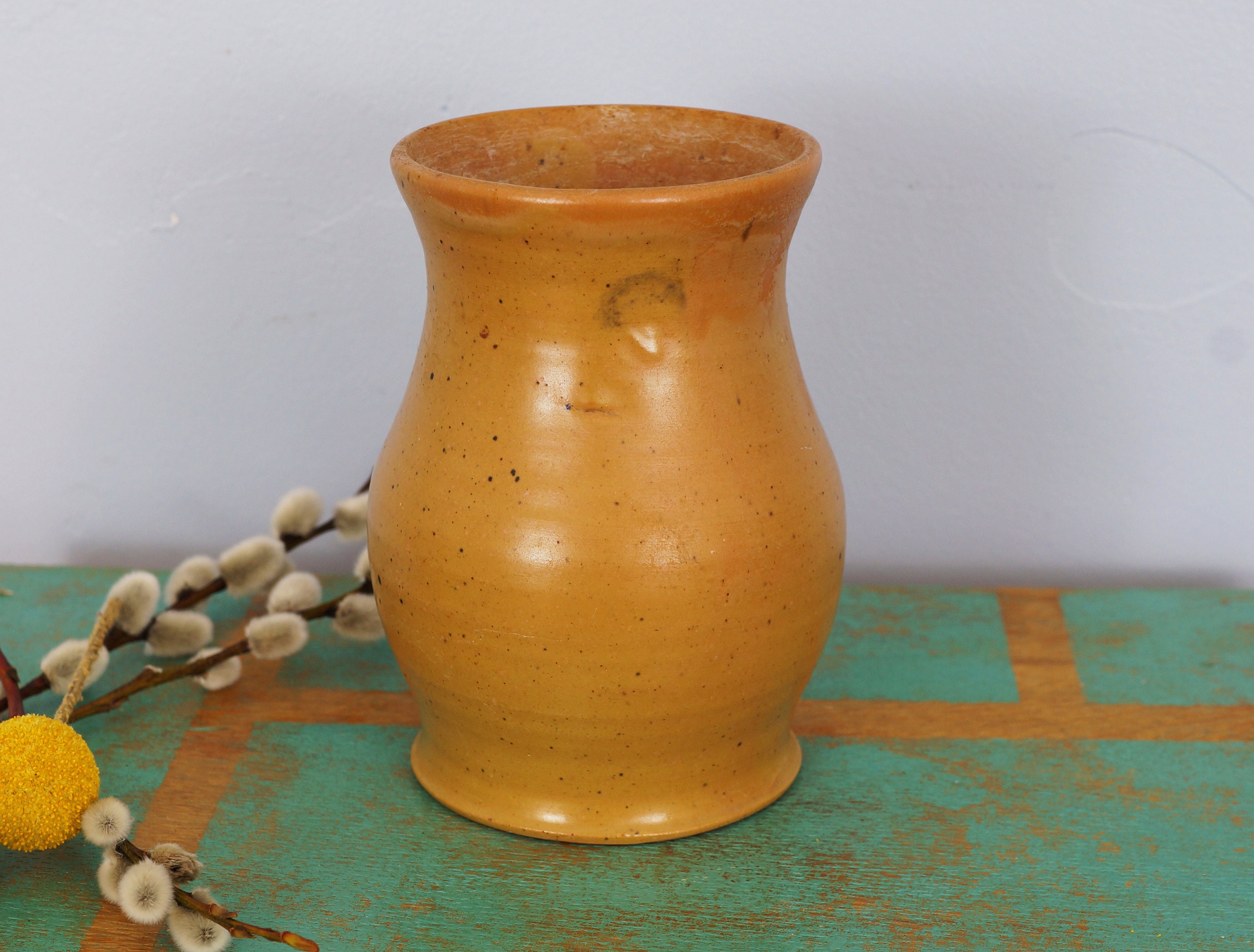 Vase Ocre en Terre Cuite, Vintage