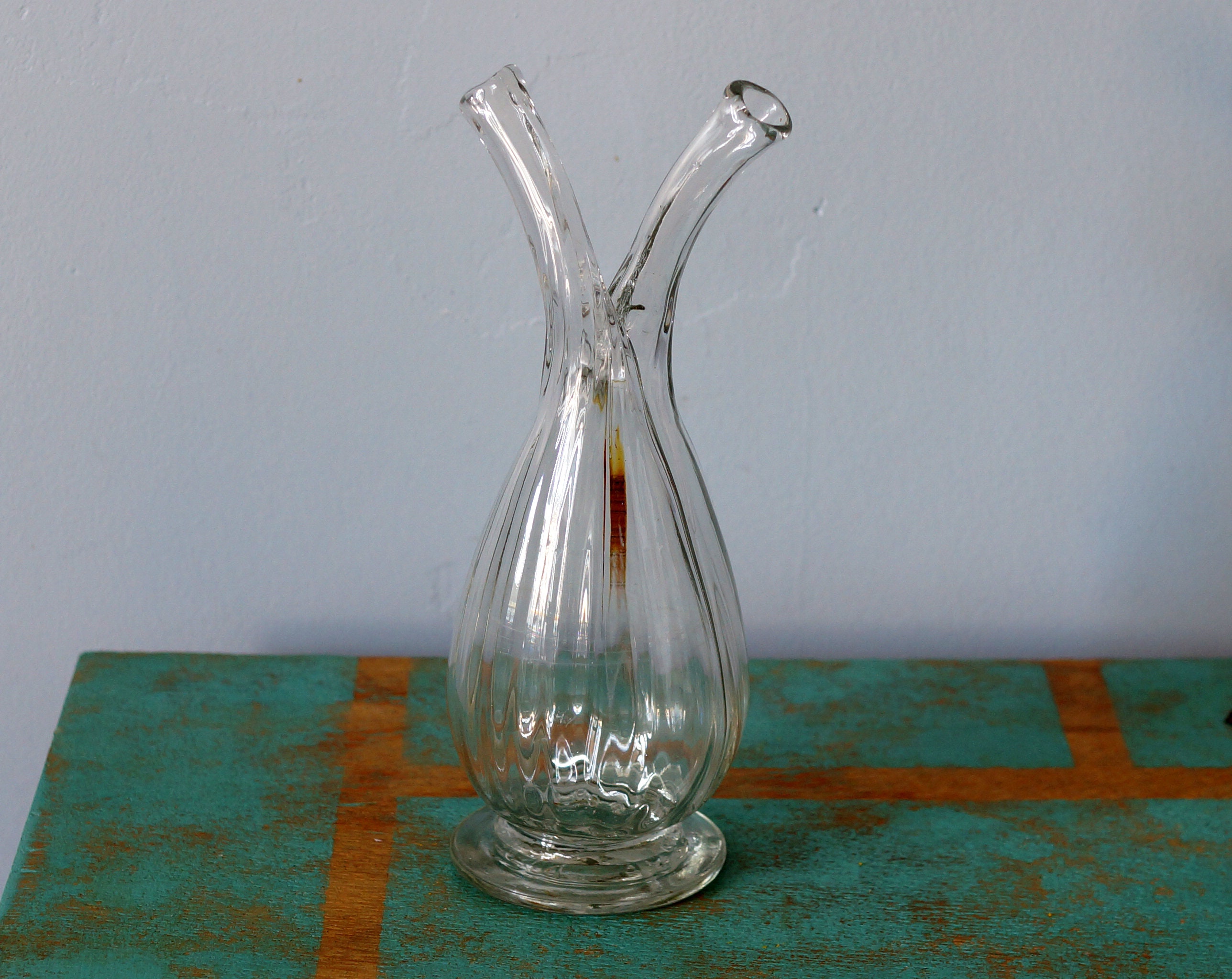 Vase Vintage Verre Ancien Huilier Vinaigrier