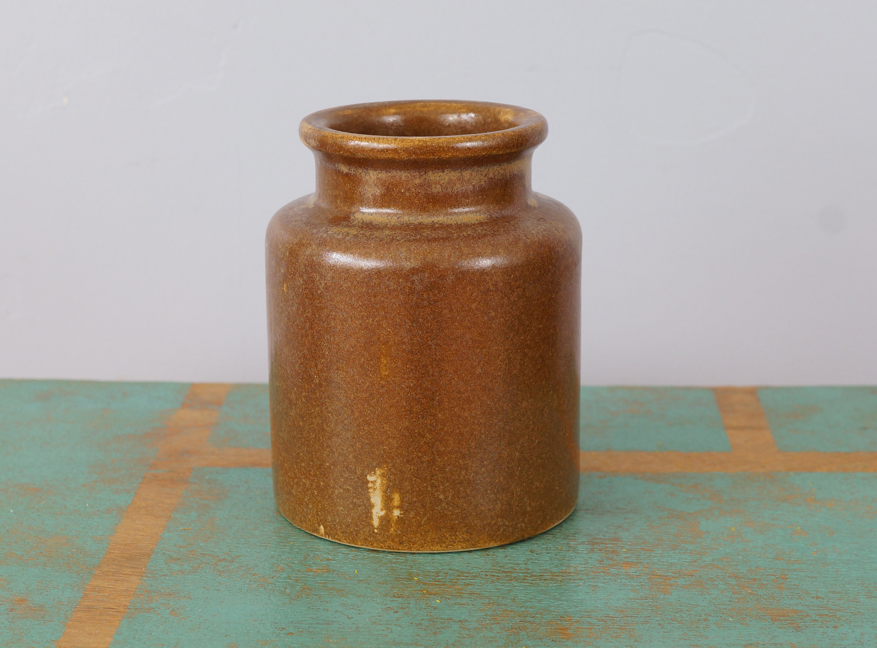 Pot en Grès Sans Son Couvercle, Vase Vintage