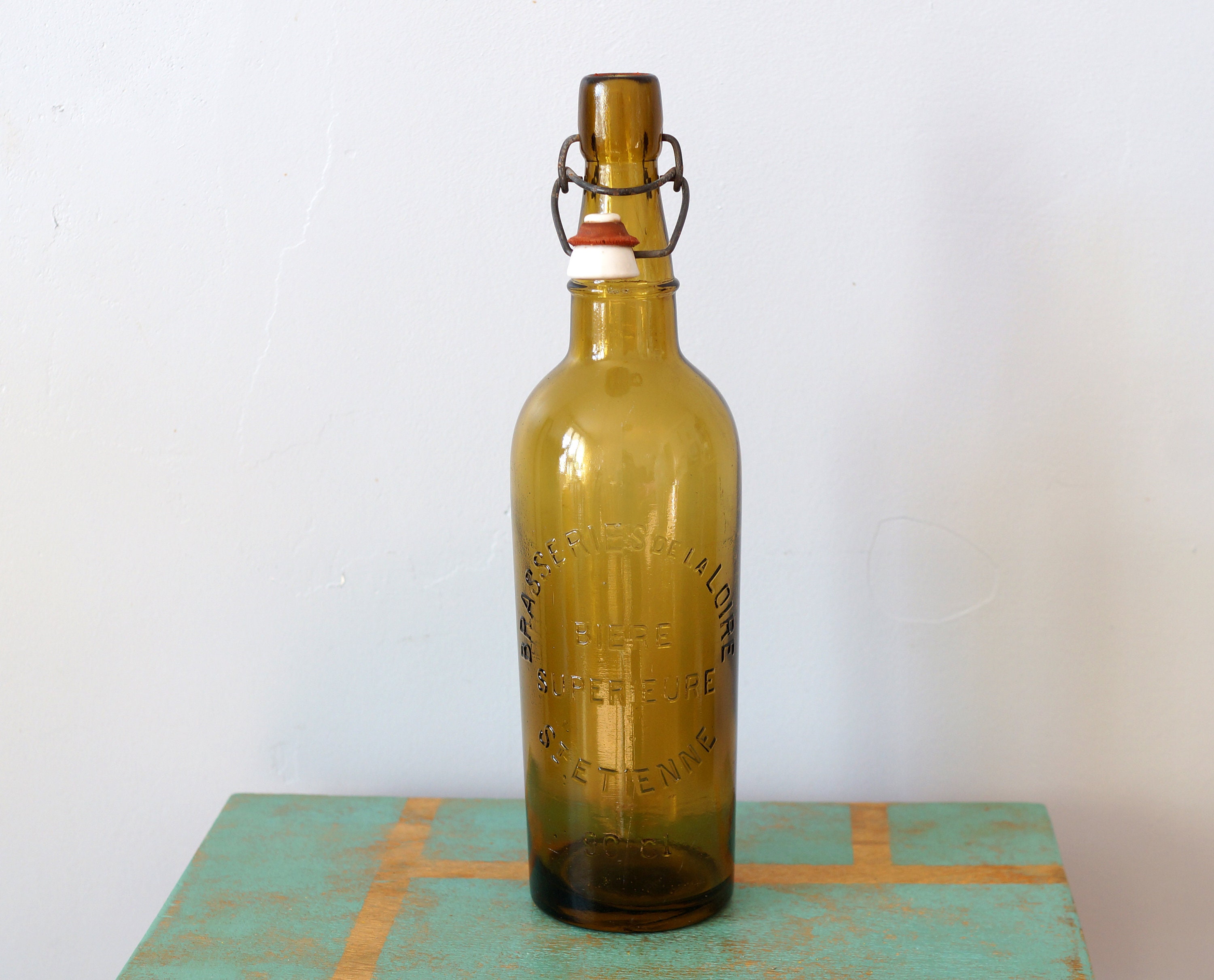 Ancienne Grande Bouteille de Bière Brasserie Nationale St Etienne