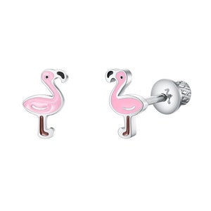 Surgical Steel Flamingo Earrings, Little Girls, Kids Screw Back Earrings, Girls, Kids, Toddler Earring, Hypoallergenic