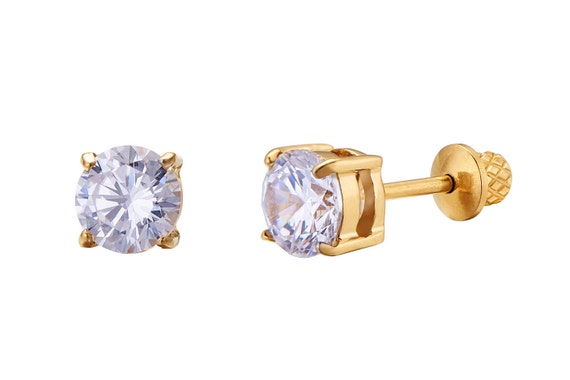 18k Gold Plated Surgical Steel CZ Basket Earrings Little Girls