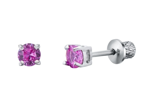 Surgical Steel October Birthstone 4mm CZ Basket Earrings Little Girls Kids Screw Back Earrings Girls Kids Toddler Hypoallergenic Etsy