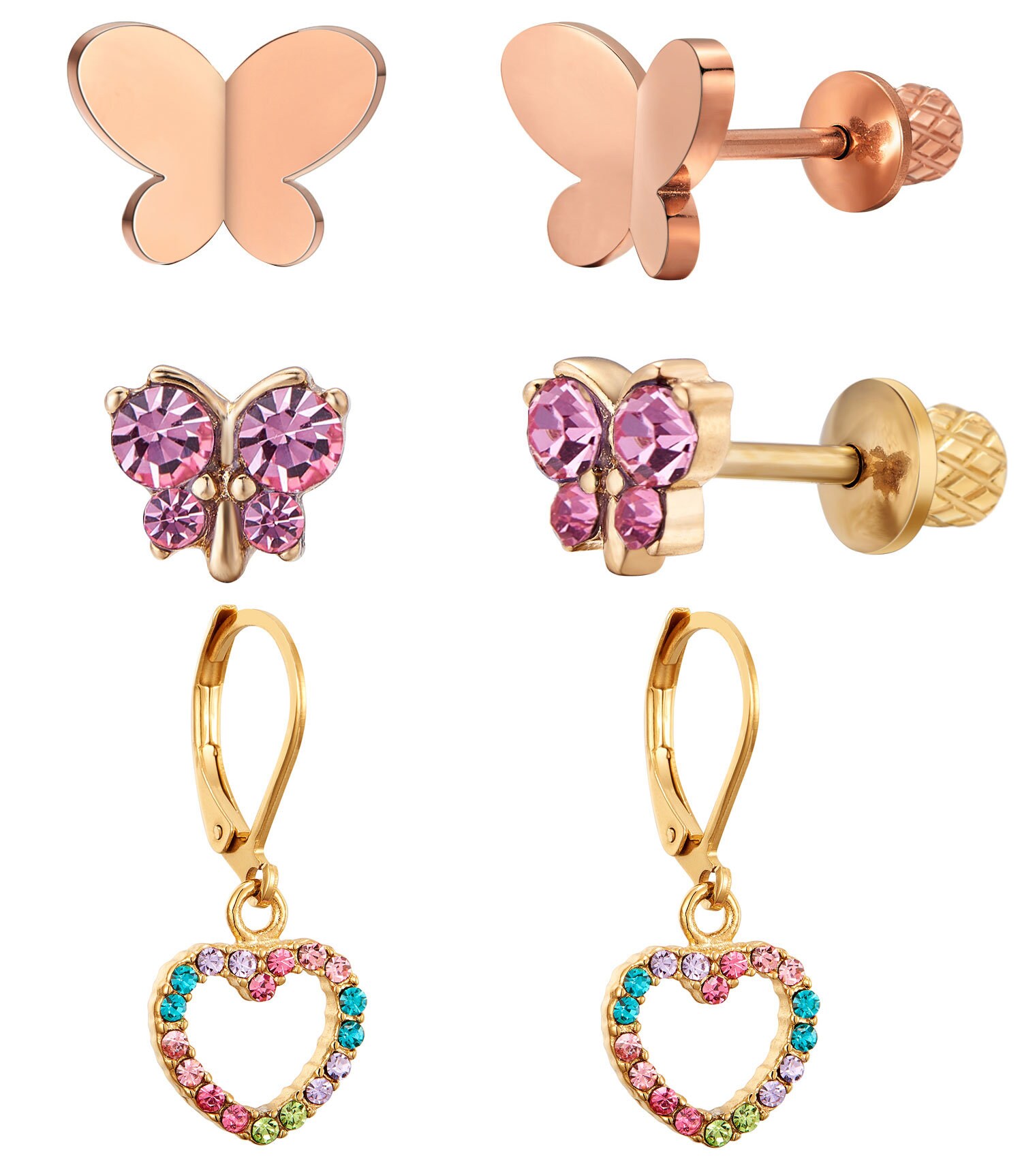 14K Large Butterfly Studs, Solid Gold Earrings for Girls, Butterfly Earrings  for Girls, Solid Gold Screw Back Earrings for Children, Gift - Etsy