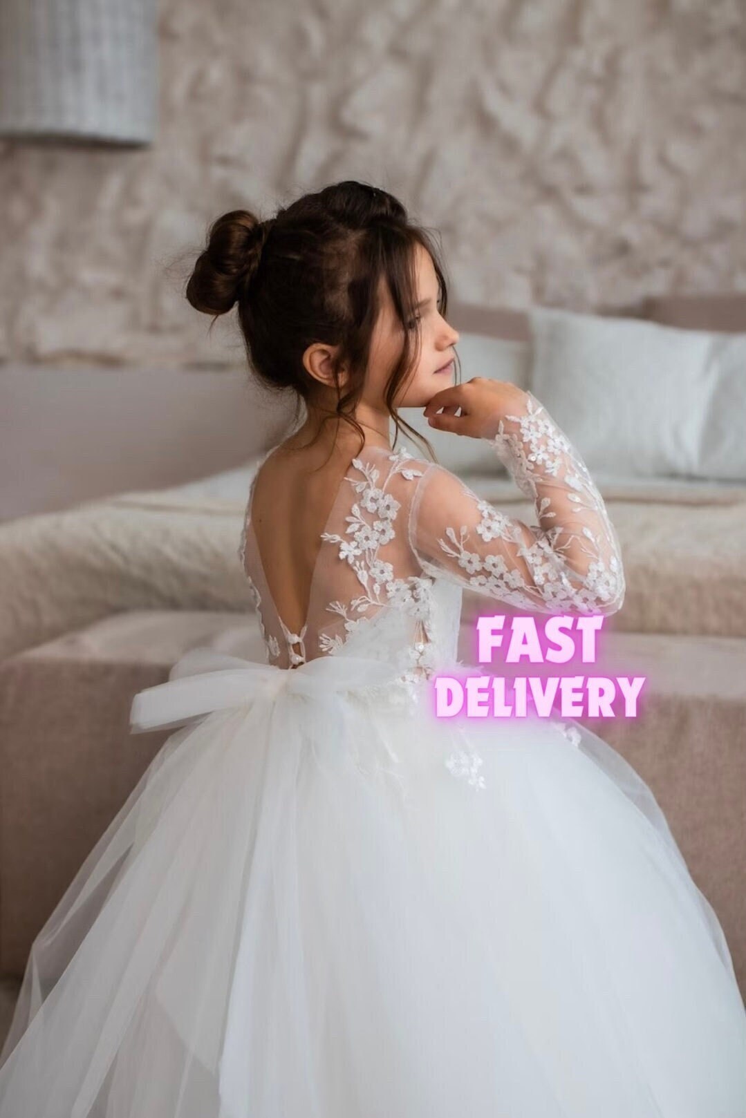 Baby Girl Ditsy Flower Pattern Long Sleeves Sweet Style Dress