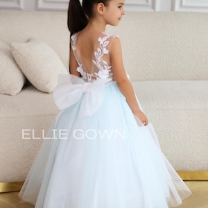 White and Blue Floral Dress Girls - Etsy