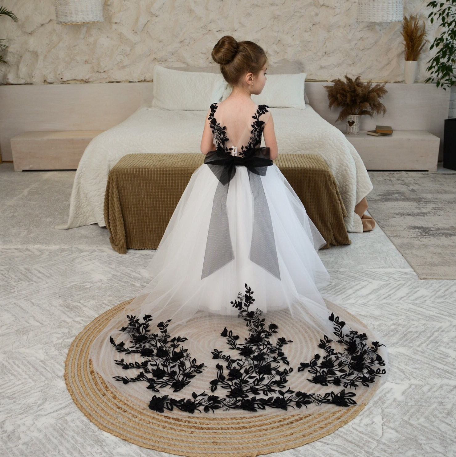 Tutu White Girl Dress, Black Lace Dress, Flower Girl Dress With Detachable  Train, Birthday Dress - Etsy, image size:1480x1482