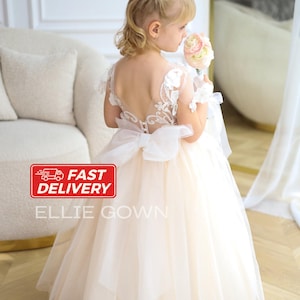 Tulle flower girl dress, Flower girl dress lace, Birthday Girl Dress, Toddler dress, Birthday dress