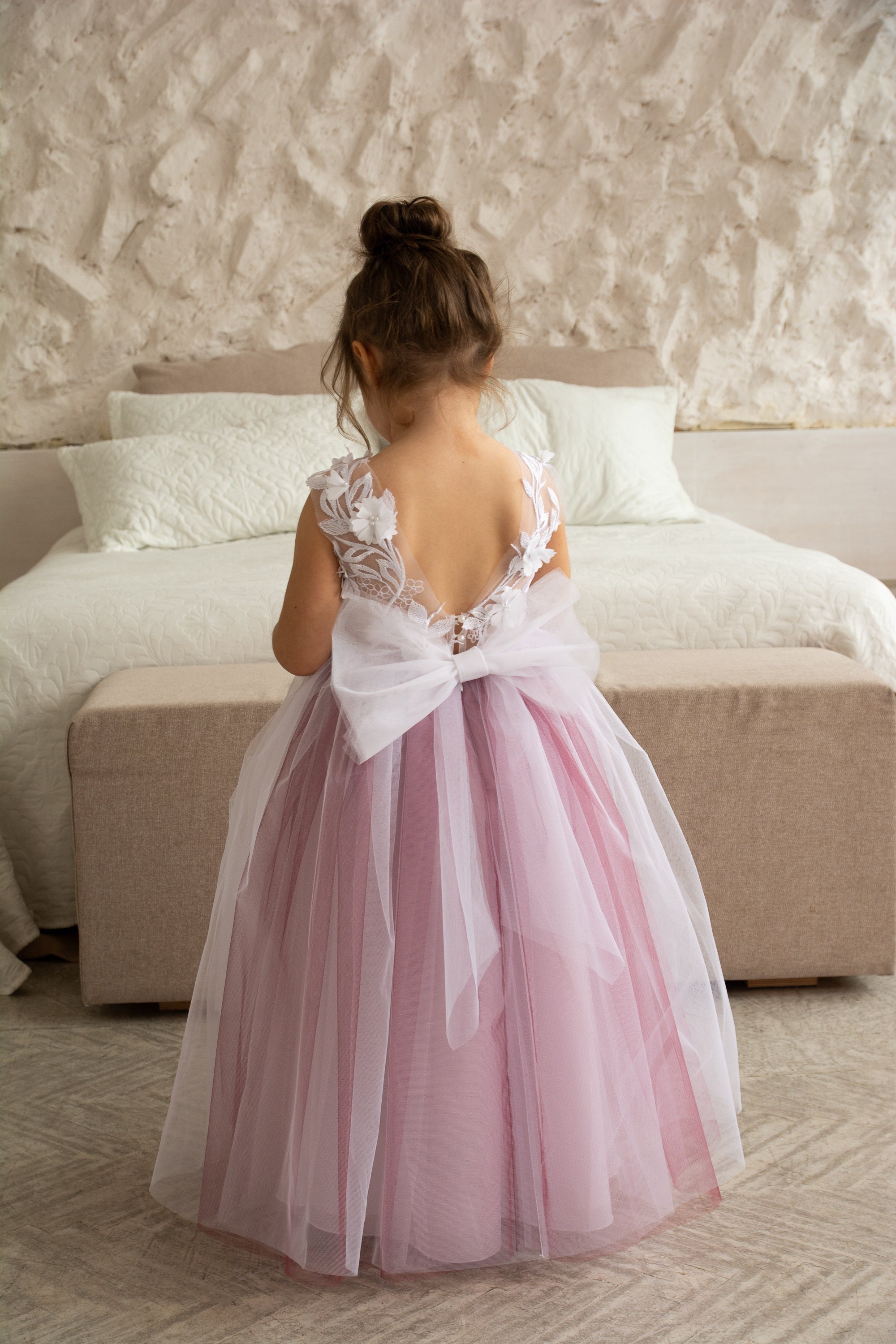 White and burgundy flower girl cheap dresses