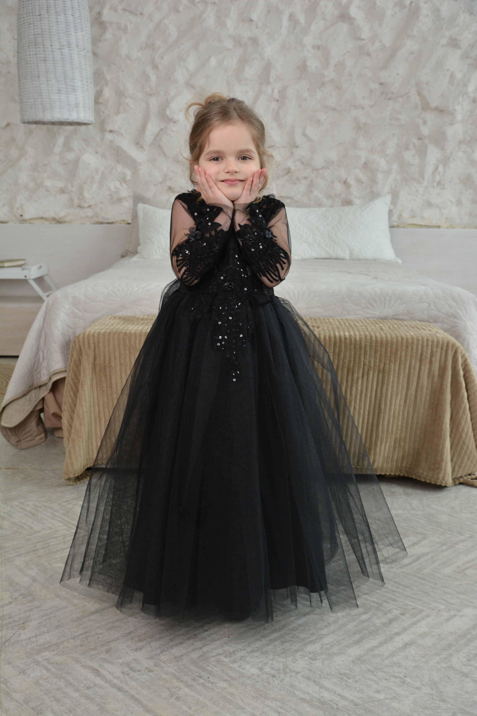 Lace Girl Dress, Black Flower Girl Dress, Toddler Dress, Black Flower