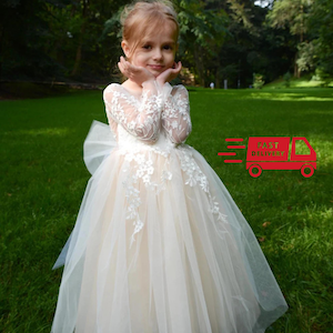 white long sleeve infant dress Embroidered Long Sleeve Blouse for Newborn Babies