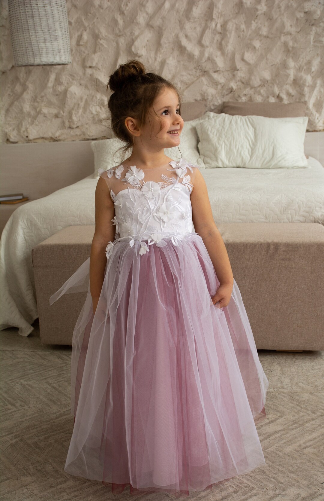 Yellow Baby Bow Puffy Flower Girl Dresses