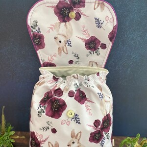 Large format waterproof kindergarten backpack for children imitation leather and polyester Rabbit and anemone image 2