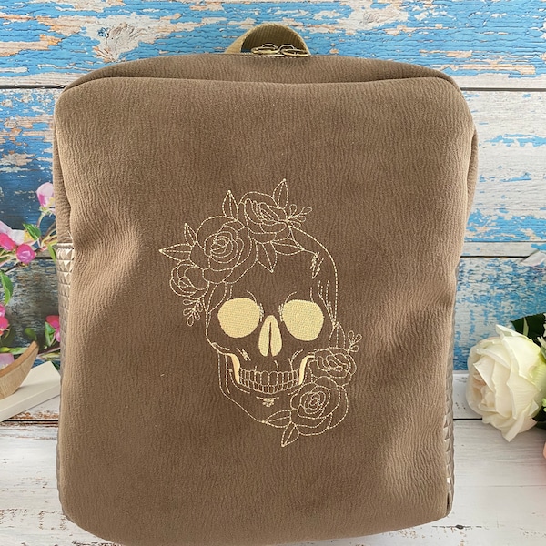 Sac à dos cartable brodé spécial Geekfest en simili daim Dark Vador ou Skull