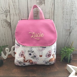 Sac à dos Imperméable Maternelle grand format pour enfants similicuir et polyester Biches et fleurs