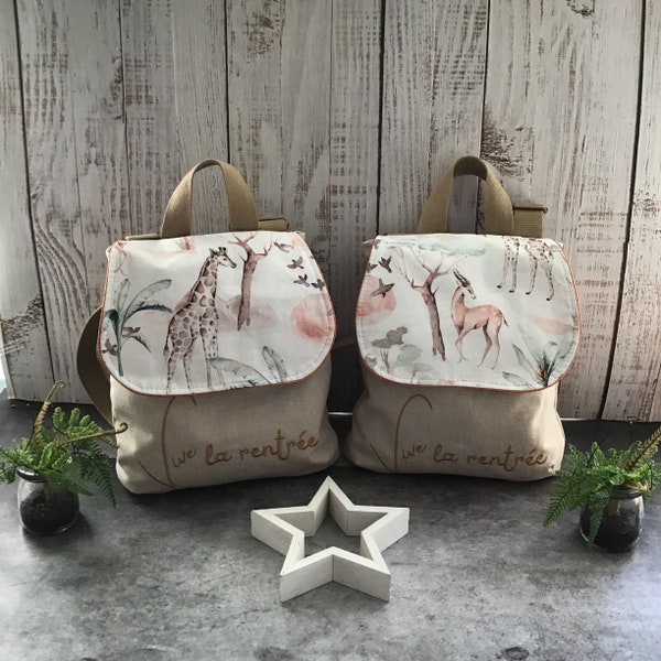 Sac à dos en stock disponible enfant Maternelle tissu et sangle Lurex