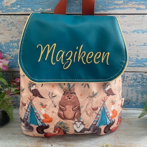 Sac à dos Imperméable Maternelle grand format pour enfants similicuir et polyester Tipi et chevaux