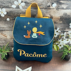 Sac à dos maternelle personnalisé – broderie Petit Prince – prénom brodé offert – sac crèche ou petite section