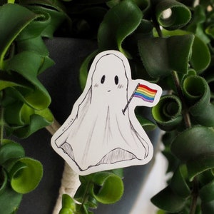 LGBT Pride Flag Ghost Sticker - Rainbow, Lesbian, Bi, Pan, Asexual, Trans, Nonbinary