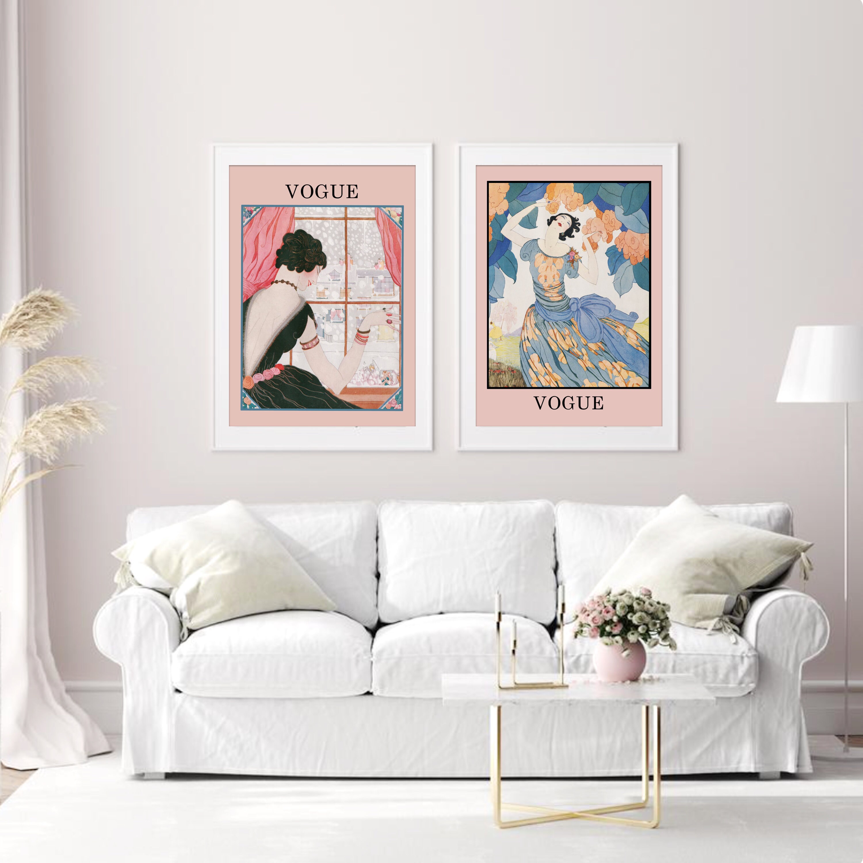 Set of 2 Vintage Vogue Cover Magazine Print Vogue Wall Art Etsy