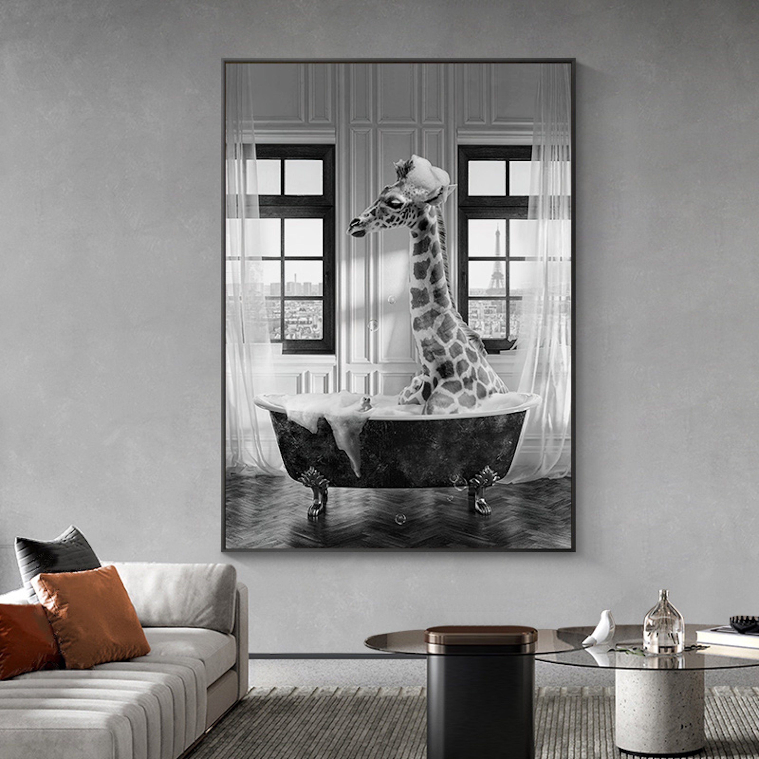 Set of 3 Animal in Bathroom Bath Tub Art Print Giraffe in Etsy