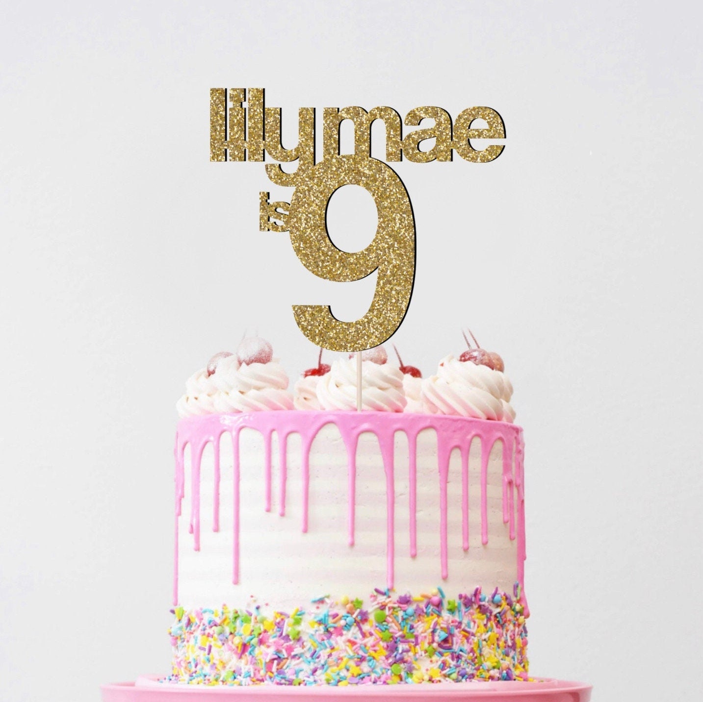 18th Birthday Personalised Glitter Cake Topper 16th 21st 30th 40th 50th 60th