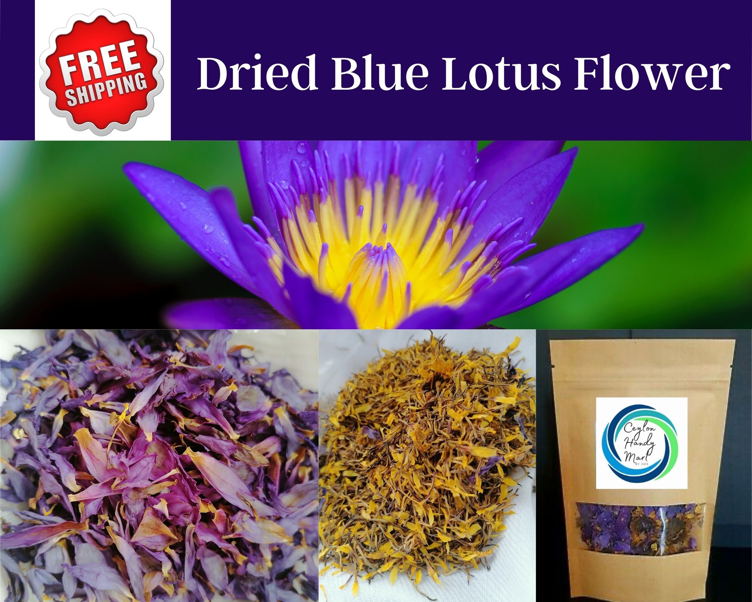 Dried Blue Lotus Flower Tea Egyptian lotus Nymphaea Etsy