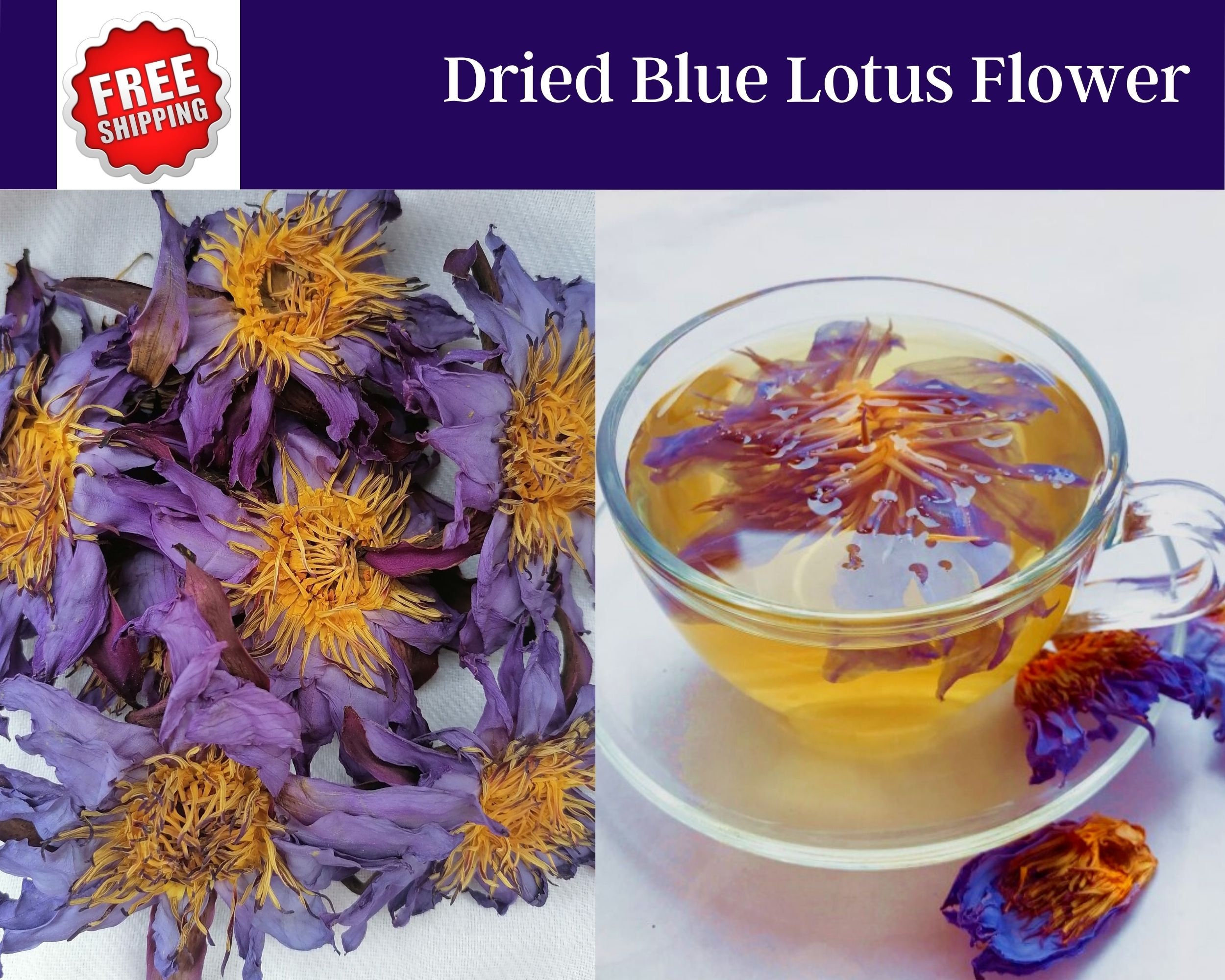 Dried Blue Lotus Flower Tea Egyptian Lotus Nymphaea Etsy